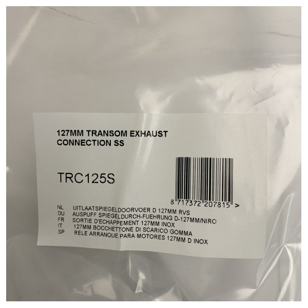 Vetus TRC125S rustfritt stål marin eksos gjennom-skroget 127mm slitesterk speilmontering