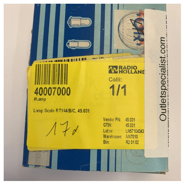RT144/B/C Marine Scale Lamp Bulb BA5S OR38 - 45.031 - 1pcs