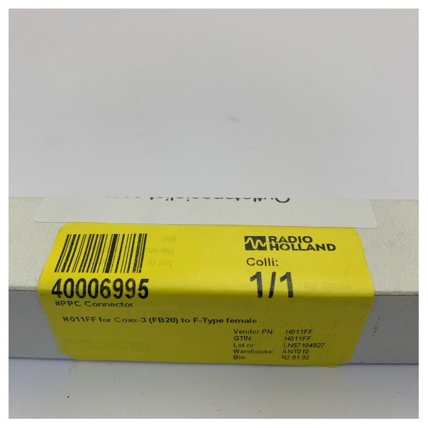 PPC H011FF Coaxial Connector for Coax-3 FB20 to F-Type Female
