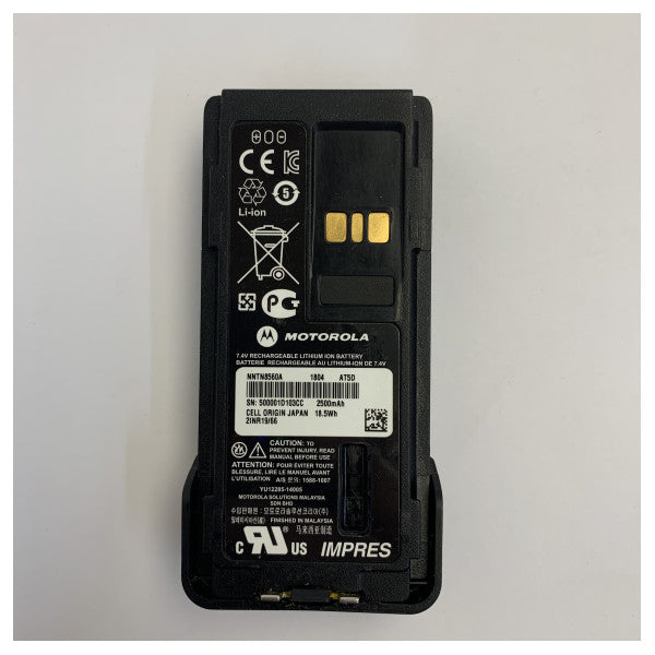 Motorola NNTN8560A IMPRES Li-ionバッテリー 2500mAh IP67 TIA4950 双方向無線機用