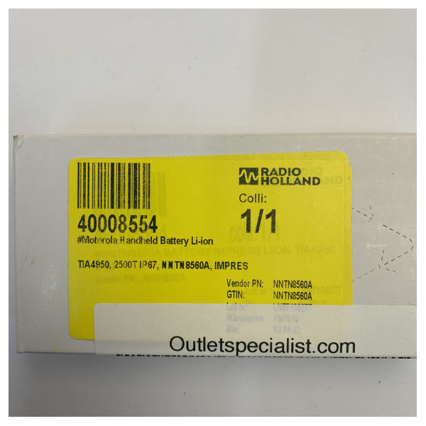 Motorola NNTN8560A IMPRES Li-ionバッテリー 2500mAh IP67 TIA4950 双方向無線機用