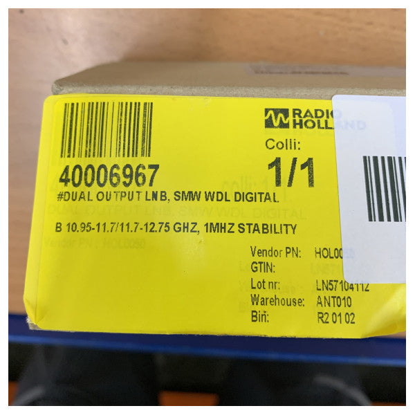 SMW WDL Digital B satellitt-LNB med dobbel utgang 10,95–12,75 GHz 1 MHz stabilitet