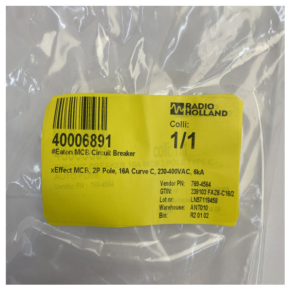 Eaton xEffect MCB Circuit Breaker 2P 16A Curve C 6kA 230-400VAC
