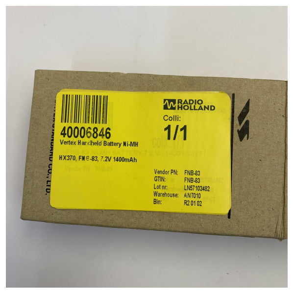 Vertex FNB-83 Ni-MH Battery for HX370 Handheld Marine Radio - 7.2V 1400mAh