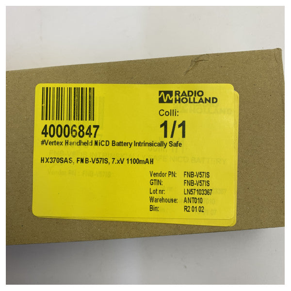 Vertex FNB-V57IS NiCD Battery for HX370SAS Marine Radio 7.2V 1100mAh