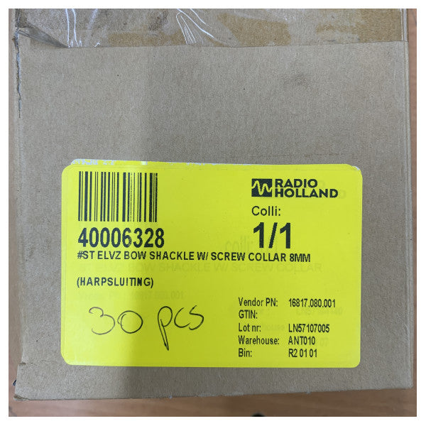 8mm Galvanized Steel Bow Shackle with Screw Pin Collar 1pcs
