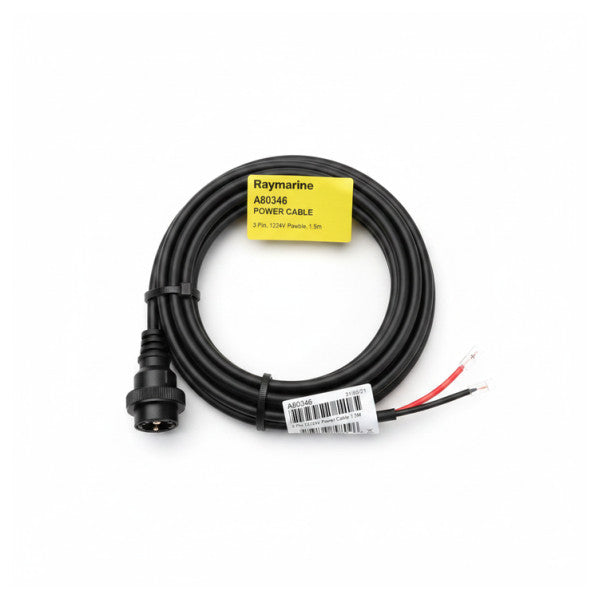 Raymarine A80346 Power Cable 3-Pin, 12/24V 1.5m Marine Electronics Power Cord