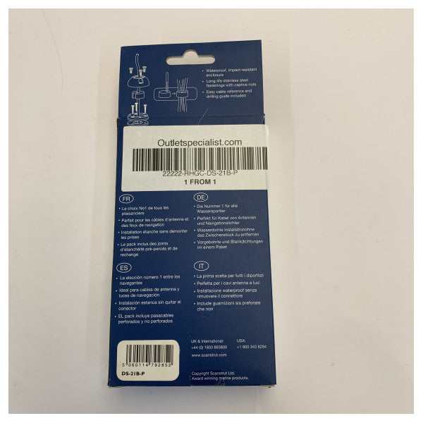 Scanstrut DS21B-P Prensaestopas vertical para cables IP68 de 21 mm de diámetro, estanco para cubierta de yate