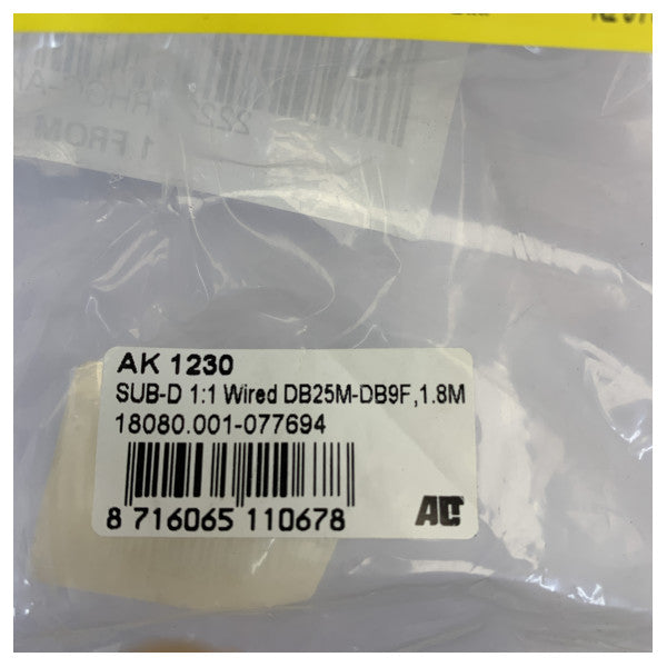 AT Serial datakabel DB9 hun til DB25 han RS232 1,8 m