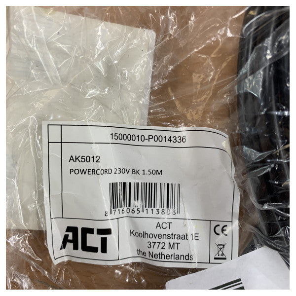 ACT AK5012 Netzkabel 1,5 m CEE7/7 abgewinkelter Stecker auf C13-Anschluss