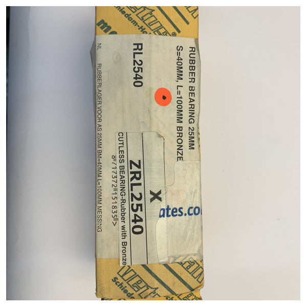 Gummileje med messingkappe 25mm x 40mm x 100mm Vetus RL2540