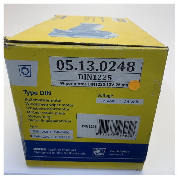 Vetus DIN1225 Mutur tal-wipers tal-windscreen 12V xaft qasir 1 pulzier b'konnettur DIN