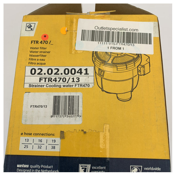 Vetus FTR470/13 Soğutma sıvısı filtresi tip 470 12.7 mm hortum için 23 LPM