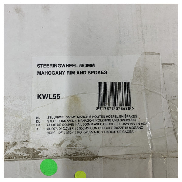 Vetus KWL55 Steuerrad mit Mahagoni-Bügel und -Rand 550 mm inklusive Abdeckung