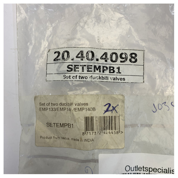 Vetus SETEMPB1 Set of two duckbill valves EMP133 EMP140 EMP140B