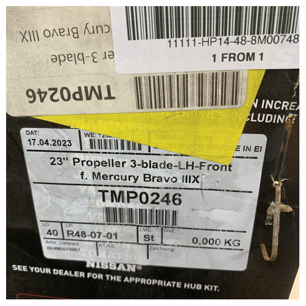 Mercury Marine Bravo 3 propeler 48-8M0074867 od nehrđajućeg čelika s 4 lopatice 16 x 23LH