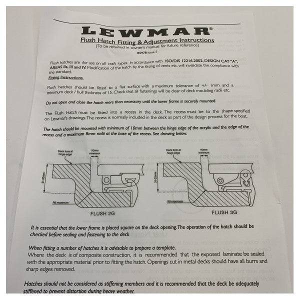 Lewmar Flush 2G Size 60 Apertura coperta - Boccaporto di emergenza - 399601977