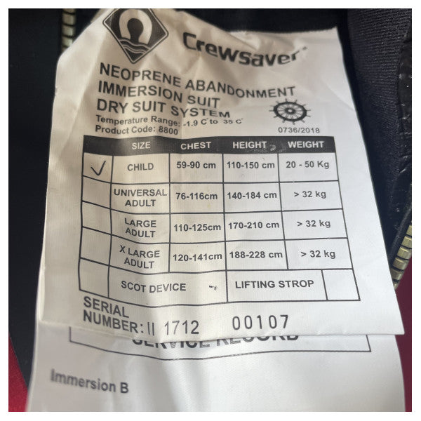 Дитячий занурювальний костюм Viking SOLAS 8800 з неопрена для дітей 110-150 см