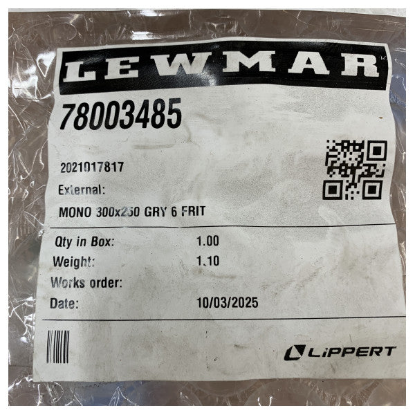 Lewmar 78003485 DNR Mono fast portlight-glas 300x250mm Grå FRIT