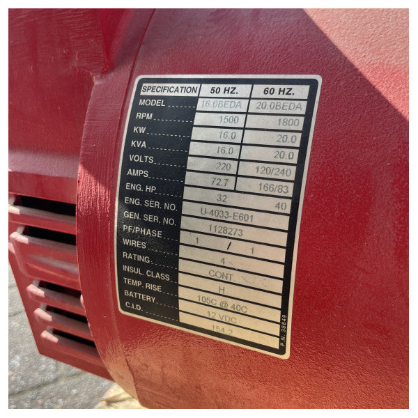 Oanvänd Westerbeke 16 kW | 20 kW marin dieselgenerator