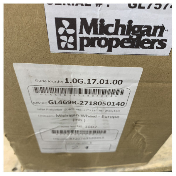 Nakashima 4-Blade Boat Propeller GL469 R2718050140 Polished Marine Propeller