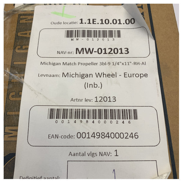 Michigan Match 3-Blatt-Aluminiumpropeller 9 1/4 x 11 RH - 12013
