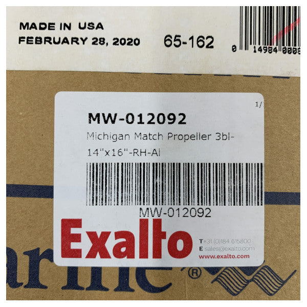 Michigan Match 3-Blatt Aluminium-Bootspropeller 14x16 RH 12092