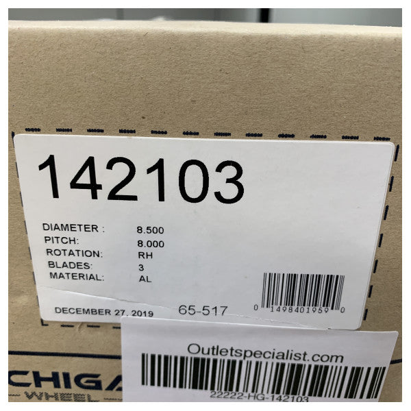 Michigan Match 3-bladet aluminiumpropel 8.5x8 RH - 142103