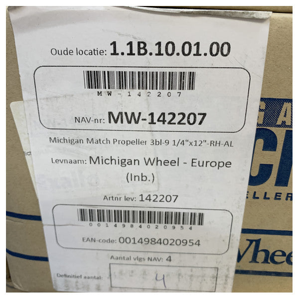 Michigan Match 3-Blatt Aluminium-Bootspropeller 9 1/4x12 RH - 142207