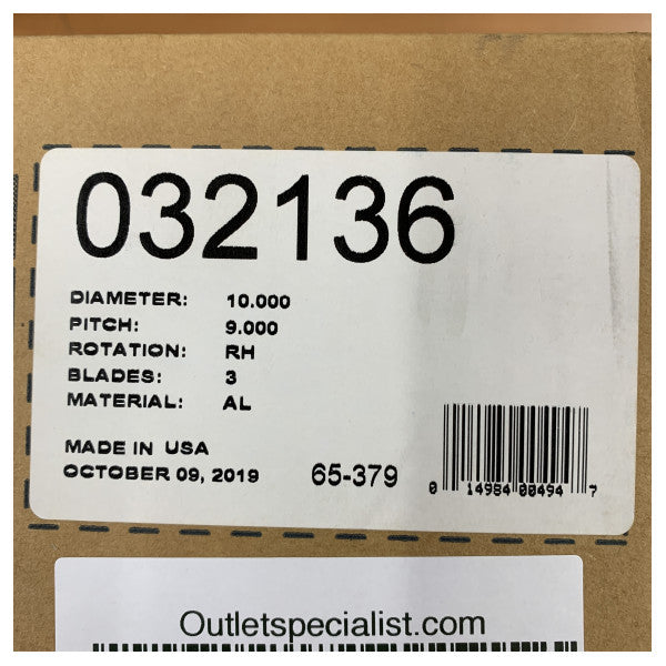Michigan Match 3-blads aluminiums båtpropell 10 x 9 RH - 32136
