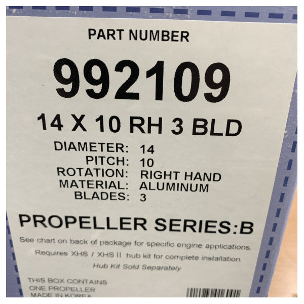 Michigan Vortex 3 Kanatlı Alüminyum Pervane 14 x 10 RH - 992109