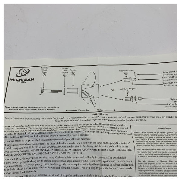 Michigan MW-228 Propeller Hub Kit - Splined Bushing with Insert 991403