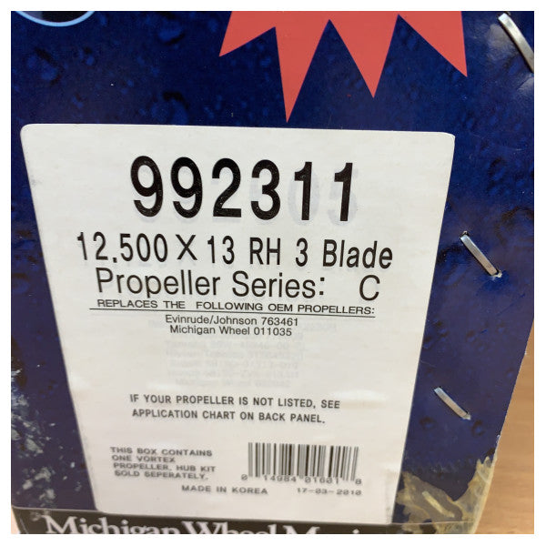 Michigan Vortex 3-Blatt-Aluminium-Propeller 12-1/2 x 13 RH - 992311