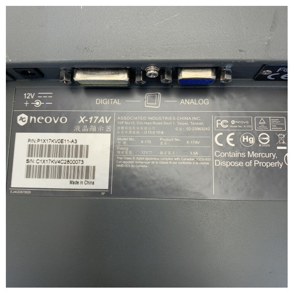 Neovo X-17AV Monitor robusto marítimo de 17 polegadas - Usado