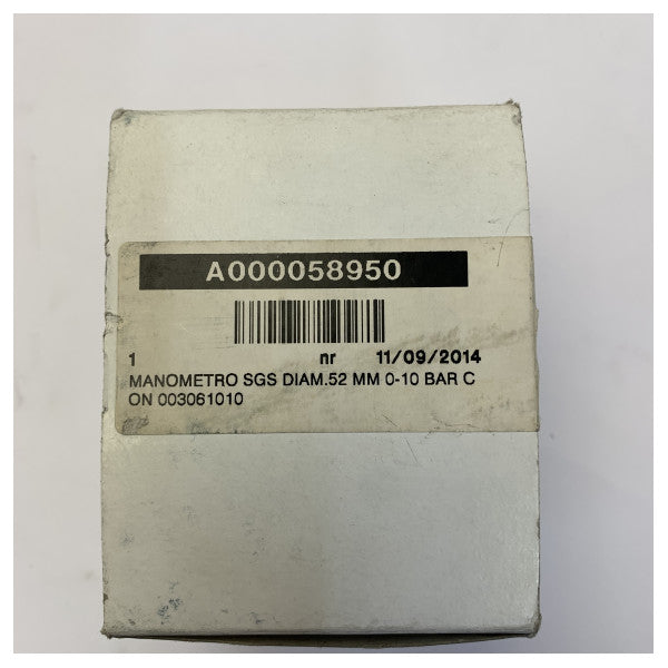 مقياس ضغط زيت بحري San Giorgio Sein Marine Oil Pressure Gauge 52mm 0-10 Bar - SGS-DIAM-52