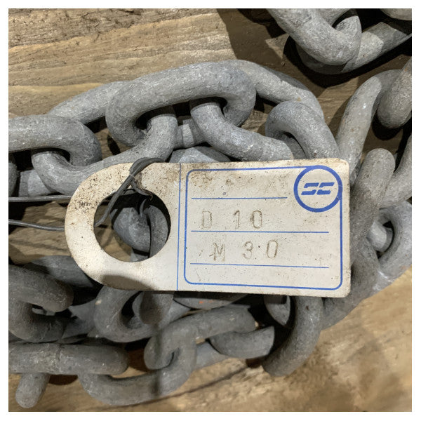 Sanguineti ankerkæde 10 mm x 30 m galvaniseret DIN766 yachtbeslag
