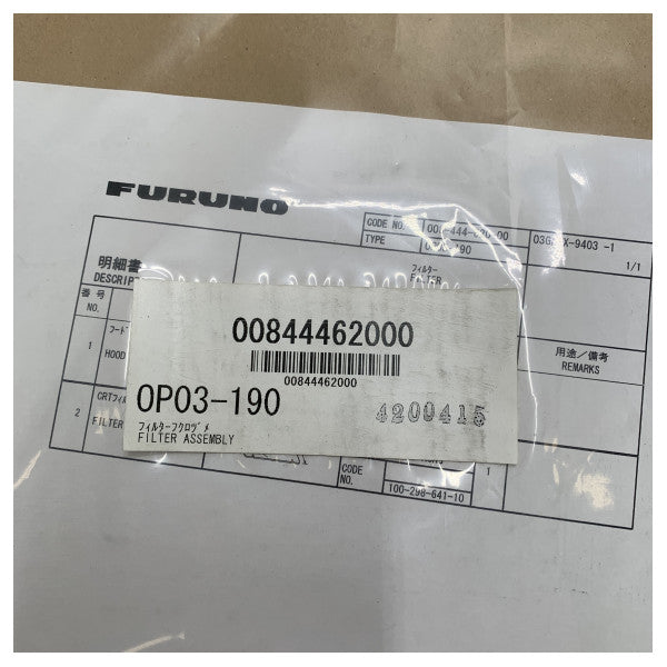 Furuno flodradar-filtermontering - OP03-190
