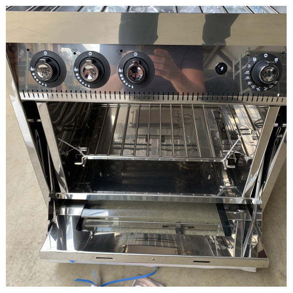 Газова плита Force10 Marine з 3 пальниками та духовкою з нержавної сталі для морських умов