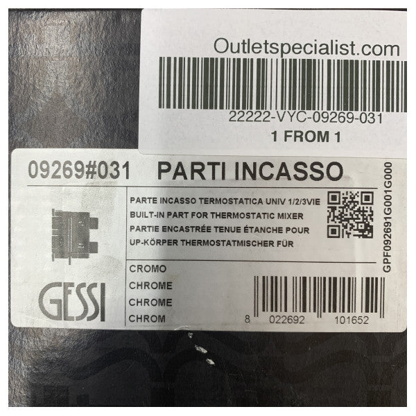 Corps de vanne de mitigeur de douche encastré Gessi 09269-031 - Plomberie marine haut de gamme
