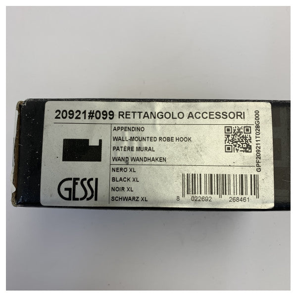 Gessi 20912-099 Mattsvart väggmonterad repkrok rektangulär