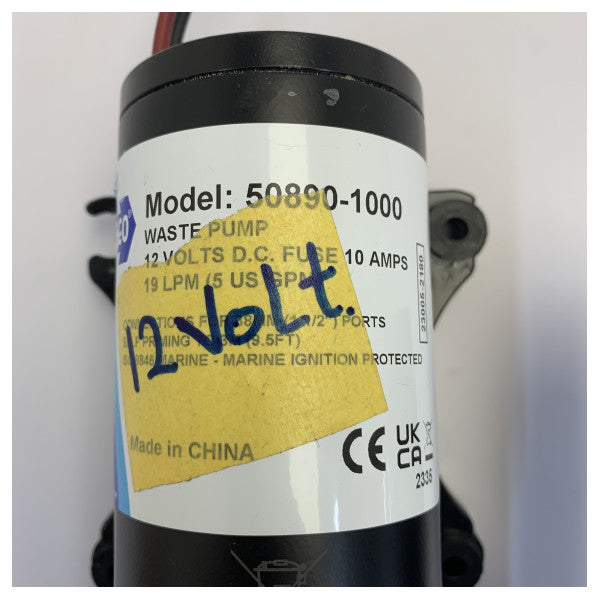 Jabsco 50890-1000 Marine Waste Pump - Filterless Single Diaphragm 12V