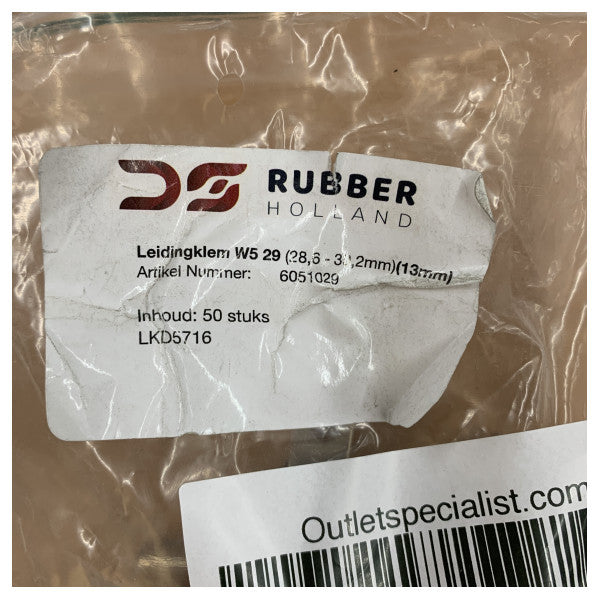 Rubber Holland Pipe Clamp 6051029 Pack of 50 Pieces - Marine Grade