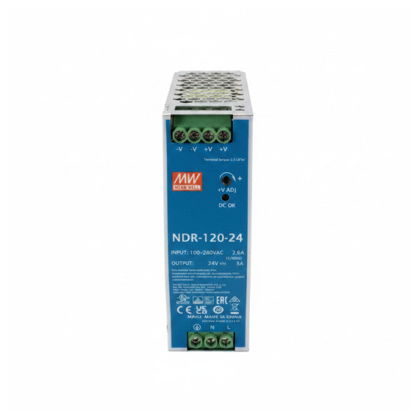MEAN WELL NDR-120-24 Alimentation sur rail DIN 24V 5A 120W - PSU de qualité marine