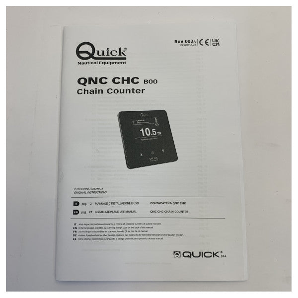 Panneau de commande pour guindeau et compteur de chaîne Quick QNC CHC Marine 12/24V