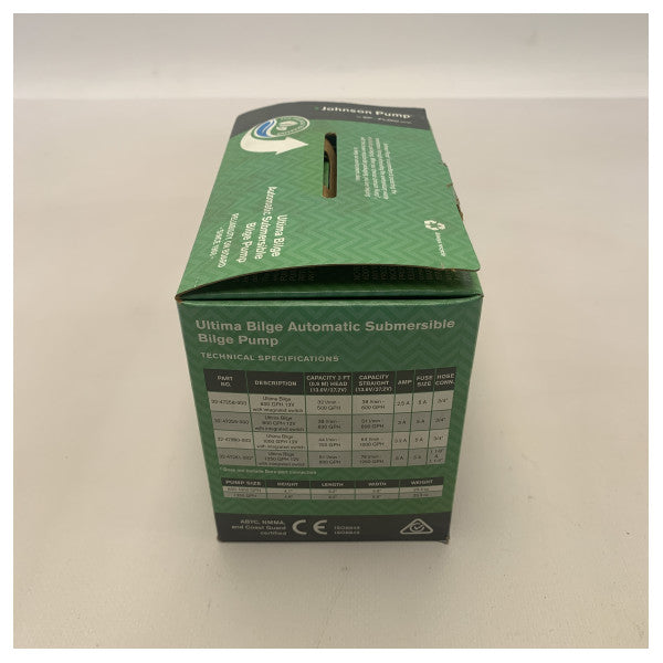 Johnson Ultima 800 GPH pilssipumppu valkoinen 12V - 32-47259-003