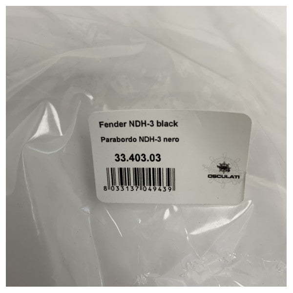 Fender de barco de goma negra Osculati NDH-3, parachoques marino duradero para barcos pequeños a medianos