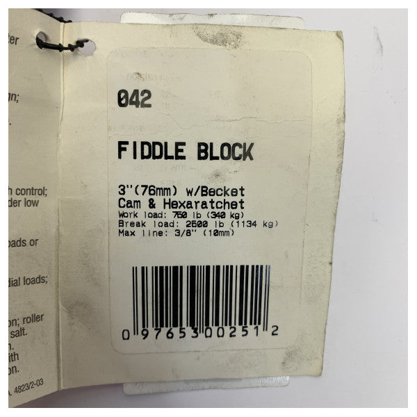 Harken 042 Fiddle Block with Swivel 76 mm - Yacht hardware