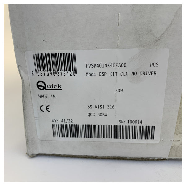 Quick Challenger 30W luz LED subacuática RGWB de acero inoxidable - QCC CLG30