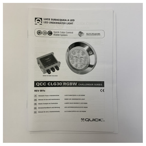 Quick Challenger 30W luz LED subacuática RGWB de acero inoxidable - QCC CLG30