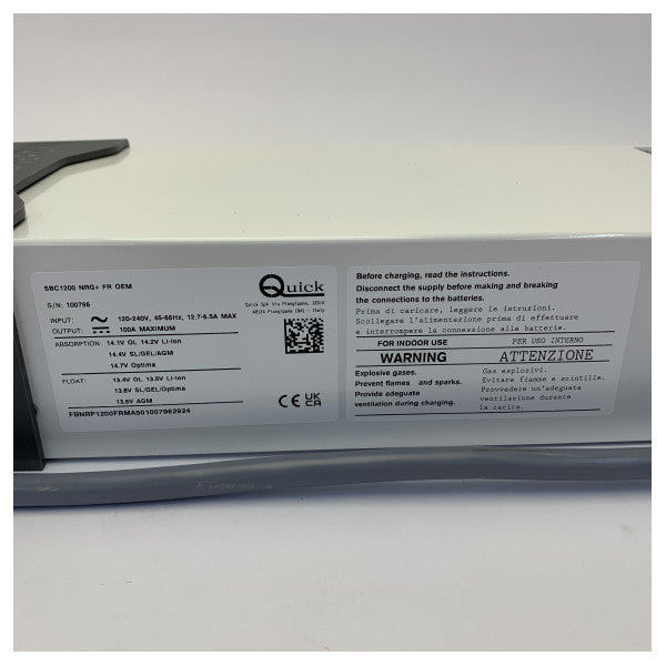 Cargador de baterías Quick SBC 1200 NRG+ 12V 100A Li-Ion - AGM - Plomo